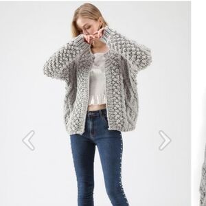 Chicwish Wintry Morning Gray Cable Knit Cardigan